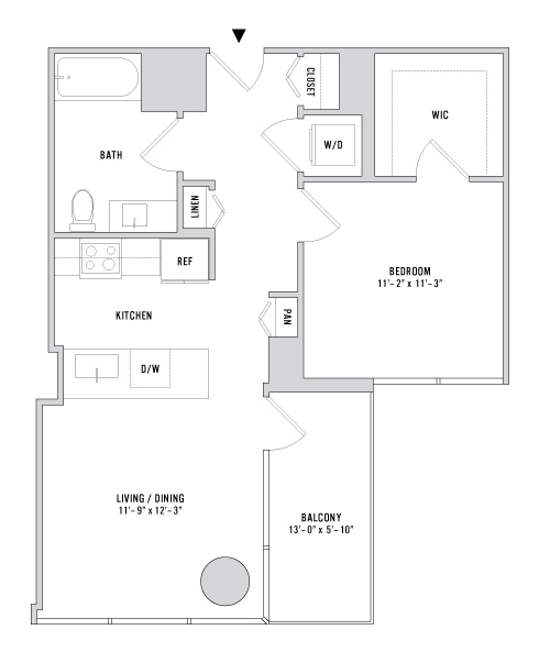 One Bedroom A-06 - 678 Sq. Ft. - Floors 26-42 - A-06