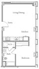 1 BR x 1 BA - B Floorplan