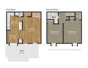 2 habitaciones x 1,5 baños