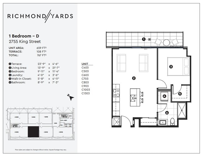 2755 King St 1 Bedroom - D - Richmond Yards