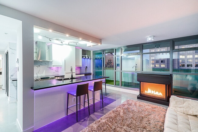 living room and kitchen - 438 Seymour St Unit 3004