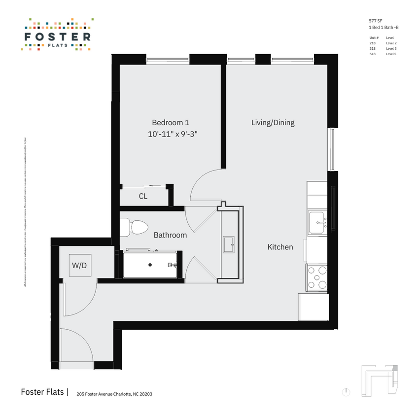 1 BED 1 BATH - B | 577 SF - 1 Bed 1 Bath - B