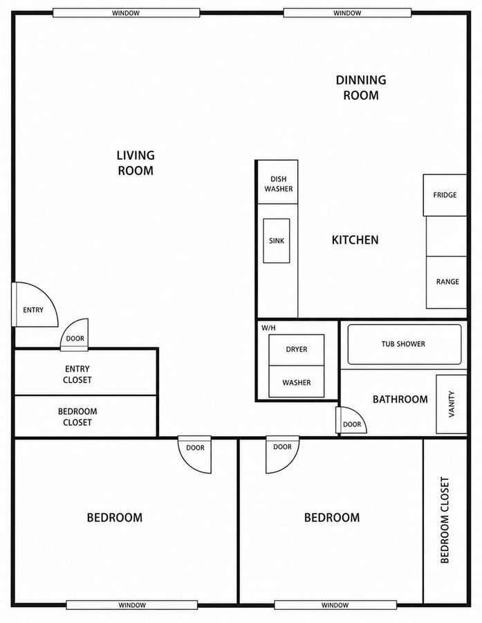 RALEIGH PINES - 2 BEDROOM FLOORPLAN - Raleigh Pines Apartments