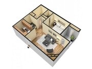 Pebble creek 3D 1 Bedroom Floor Plan