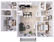 Explore this contemporary apartment layout designed for modern living and convenience.