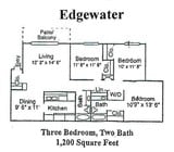Edgewater 3 Bedroom 2 Bath 1200sf