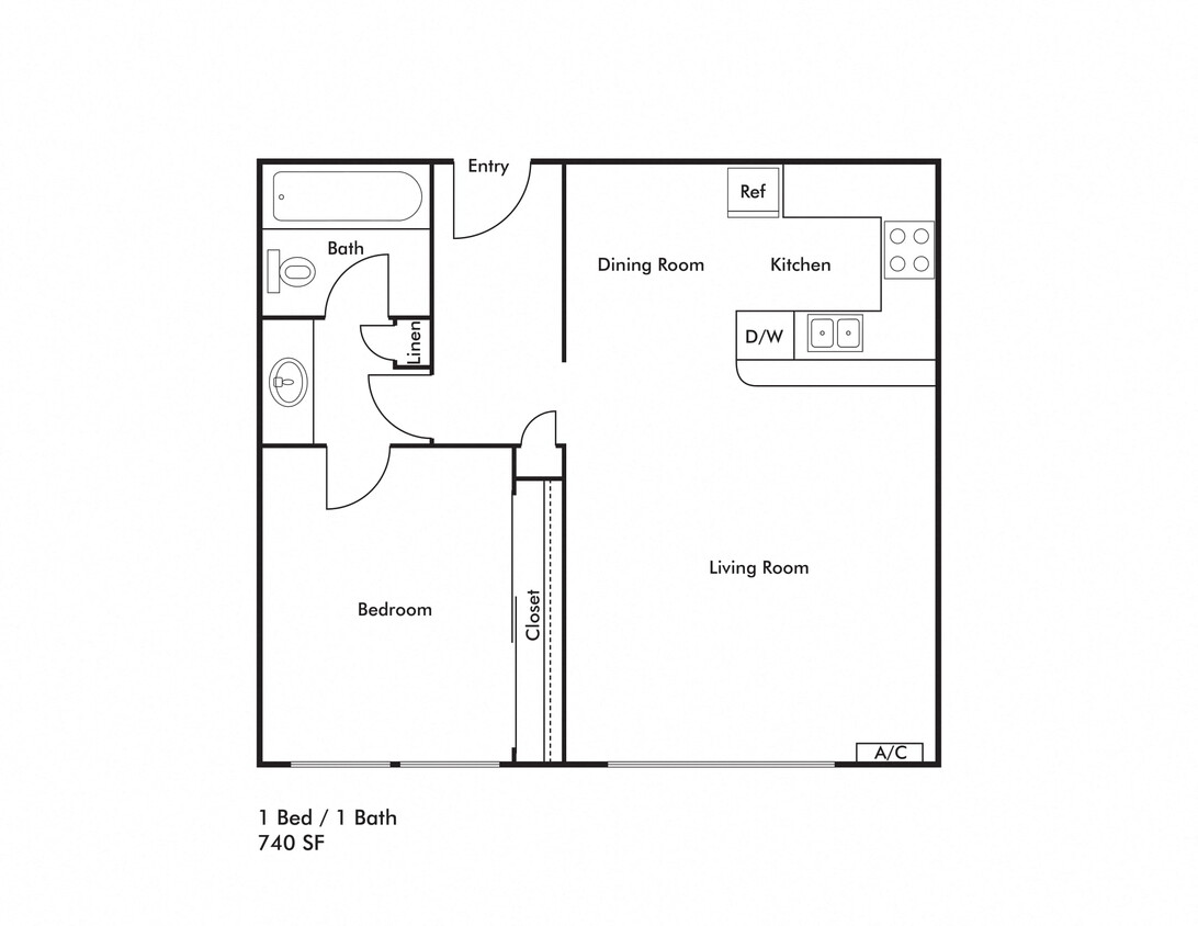 Floor Plan - 1 BEDROOM 740 SQUARE FEET