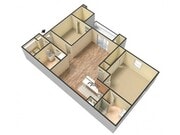 Embassy Ozark 2 bedroom, 2 bathroom floor plan 3D
