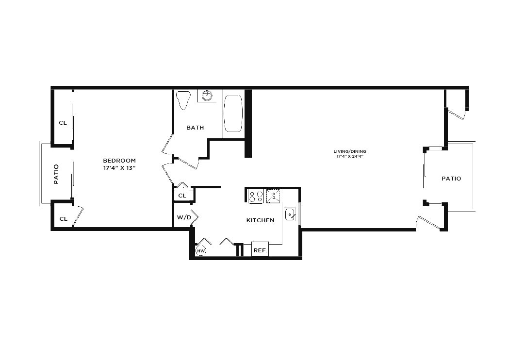 Floor Plan - 1 Bed 1 Bath