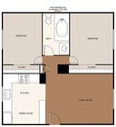 Two Bedroom One Bath, 689 Sq. Ft.