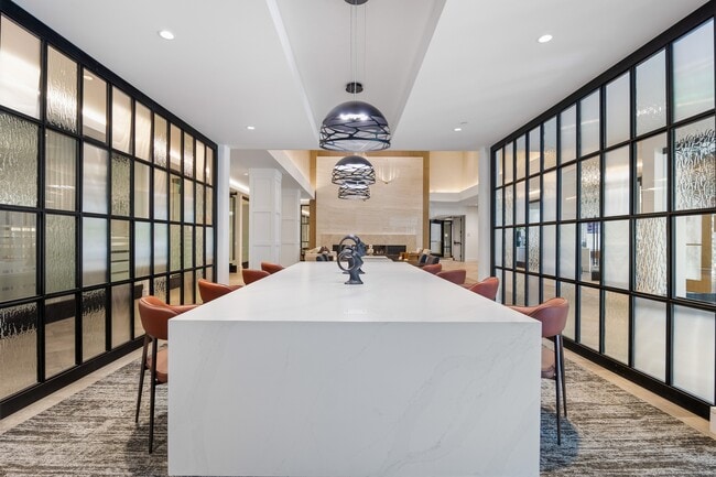 Coworking lounge with banquette and communal seating