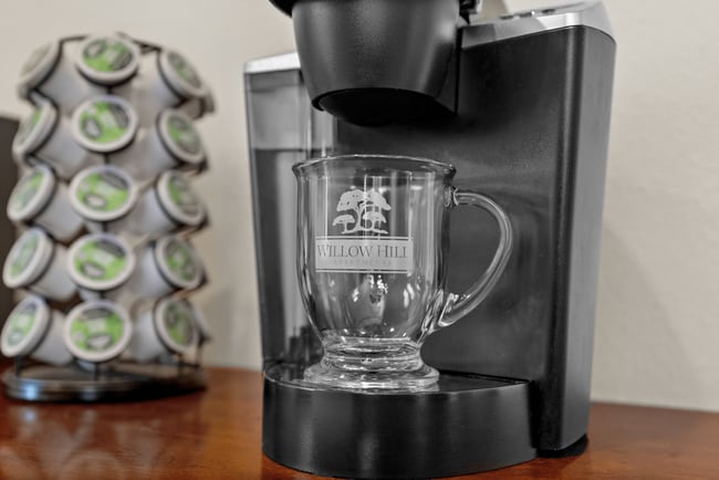 Enjoy complimentary coffee in the Willow Hill clubhouse.