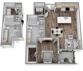 L: 1 bed / 1 bath