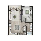 Explore the chic design of our one-bedroom apartment with a cozy balcony.
