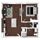 1x1, 606 SqFt