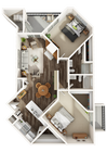2 Bed - 2 bath 1067 sqft