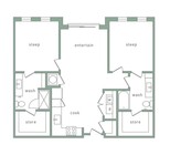 Plano de planta de 2 dormitorios en Forest Park