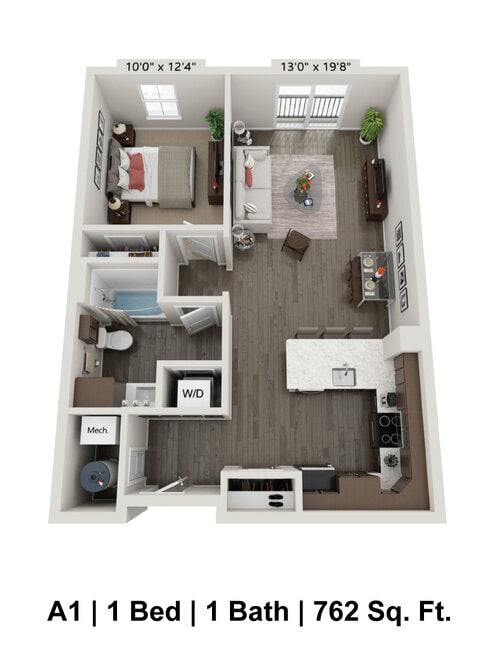 Floor Plan - 1 Bed/1 Bath - A1A