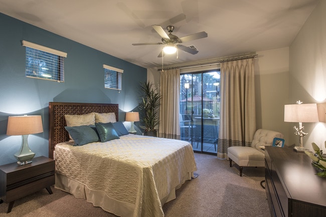 Large bedrooms with closets with built in shelving.