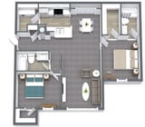 Two Bedroom Floor Plan - Grove at Cary Park
