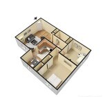 Plano de planta de dos habitaciones
