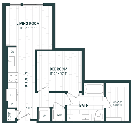 Floor Plan - 1 Bed/1 Bath JR-A02