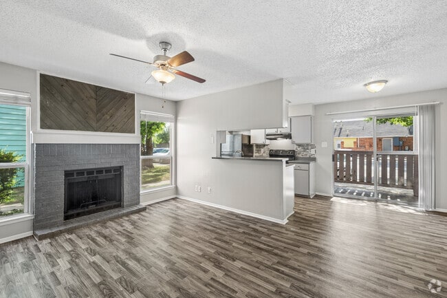 2BR, 2BA - 840SF - Living Room - Boardwalk at Windcrest