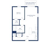 A1A | 1 Bed | 1 Bath floor plan The Marek South