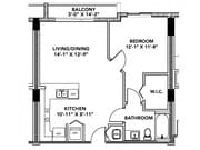 Model AX | 1 Bedroom, 1 Bath