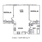 2 Bed 1 Bath | 850 sqft | Split 1st Floor