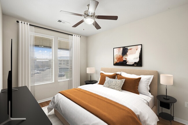 Bedroom with hard surface flooring