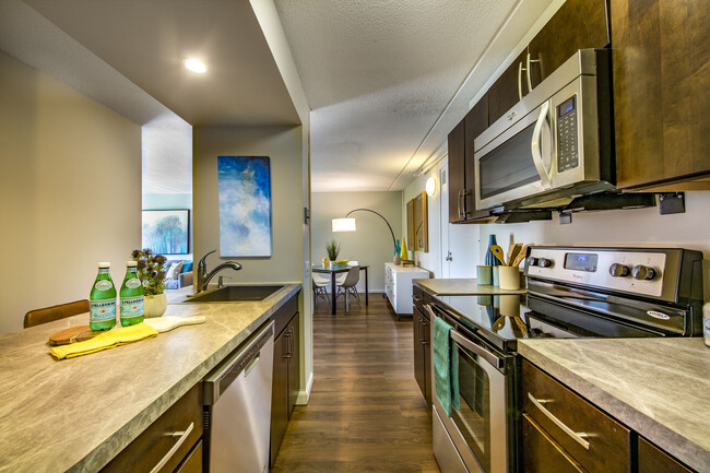 Kitchen With Wood Features - Mystic Place Apartments