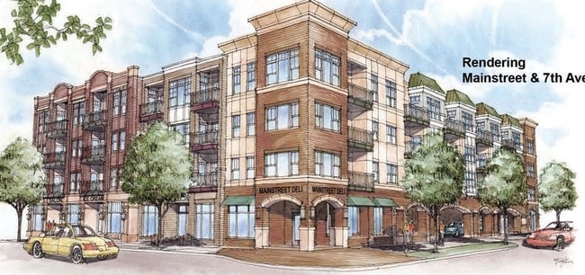 Rendering - Marketplace and Main Apartments