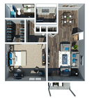 1 Bed 1 Bath 800 Sq Ft
