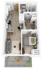 Plano H | 1 dormitorio, 1 baño