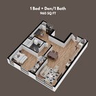 1 dormitorio + estudio