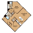 B8 | 2 Bed | 2 Bath floor plan 333 Central