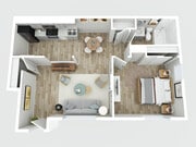 1 Bedroom 3D Floor Plan