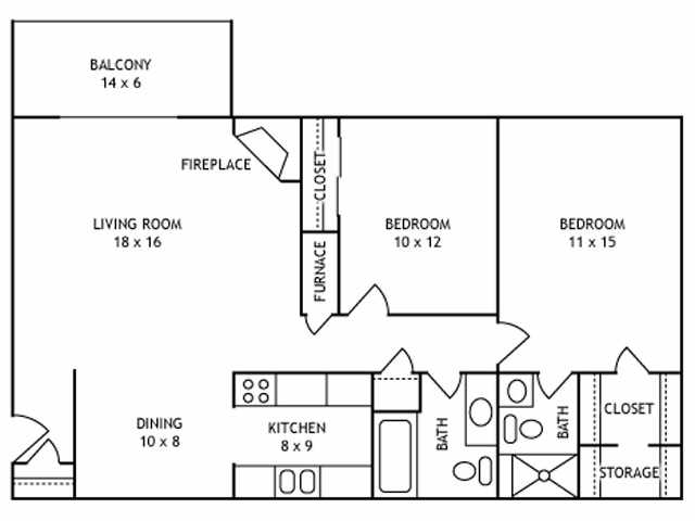 2 Bedroom - 2 Bath - 2x2