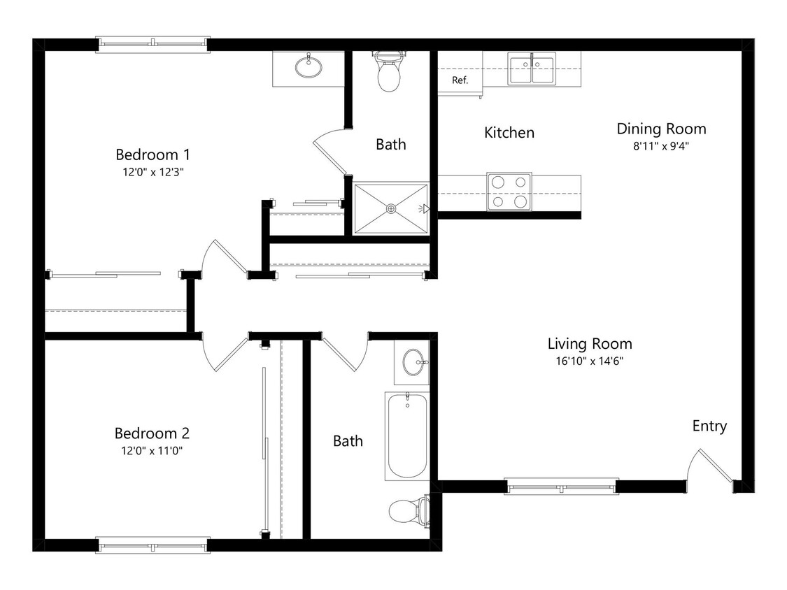 Floor Plan - 2Bedroom 2Bath