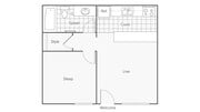 1 BR x 1 BA Floorplan