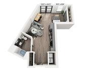 The Owl | Studio Floor Plan | Woodburn Exchange Apartments East Walnut Hills
