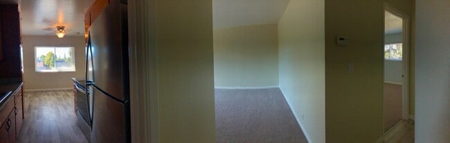 panorama of kitchen, living, master bedroom - Merrilee Terrace Apartments