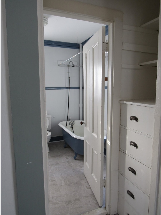 View from living room toward and bathroom showing storage cubicle. - 34 Obrien Ave Unit 1