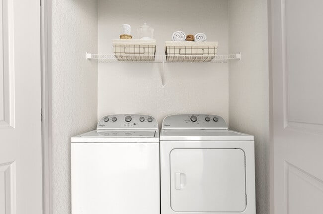 Simplify your routine with a washer and dryer inside your home.