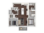 2BR, 2BA- 873 SQFT