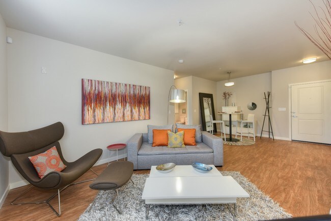 Living Room with Wood Inspired Floors