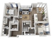 Floor plans are artist’s rendering. All dimensions are approximate. Actual product and specifications may vary in dimension or detail. Not all features are available in every apartment. Prices and availability are subject to change.