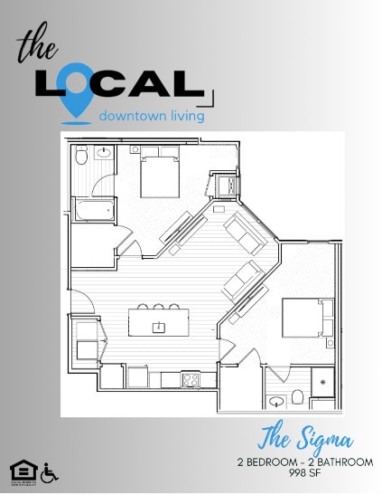 The Sigma 2 Bed 2 Bath 988 SF