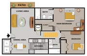 2 habitaciones/2 baños
